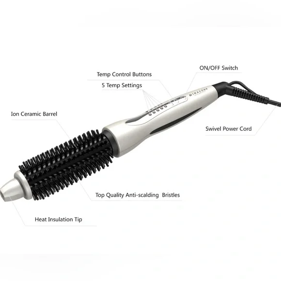 MiraComb Hair Curler Straightening Brush Multi Styler 1 Inch Curling Iron - Picture 7 of 8